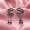 Oxidized Silver Peacock Jhumka Earrings for Women