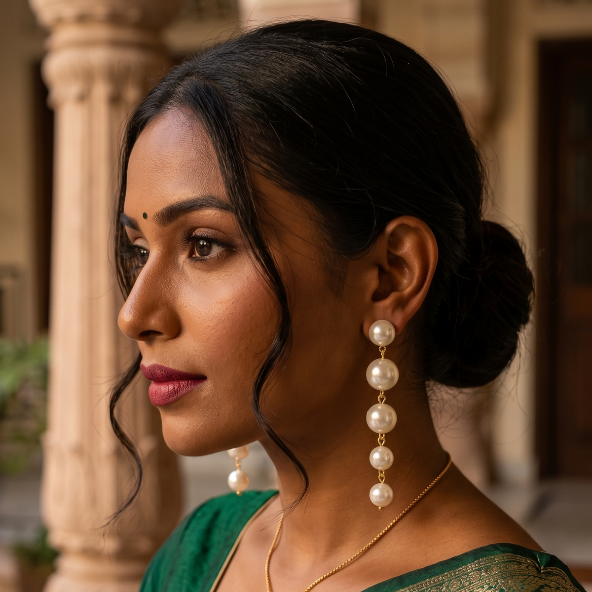 Long White Pearl Drop Earrings