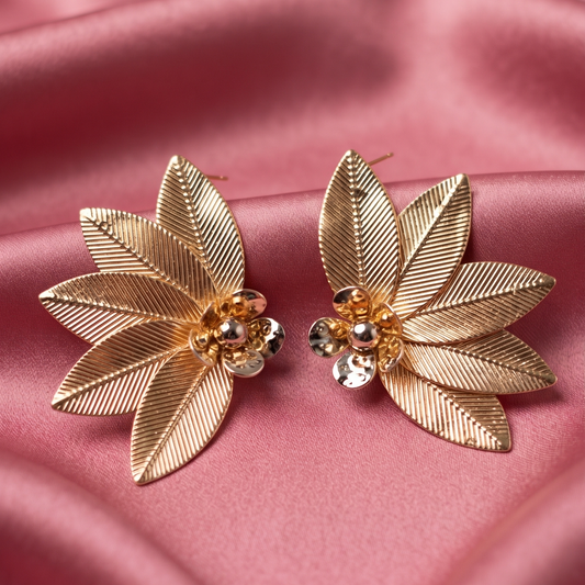 Silver Leaf Statement Earrings