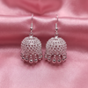 Traditional Silver-Toned Filigree Jhumka Hook Earrings for Women