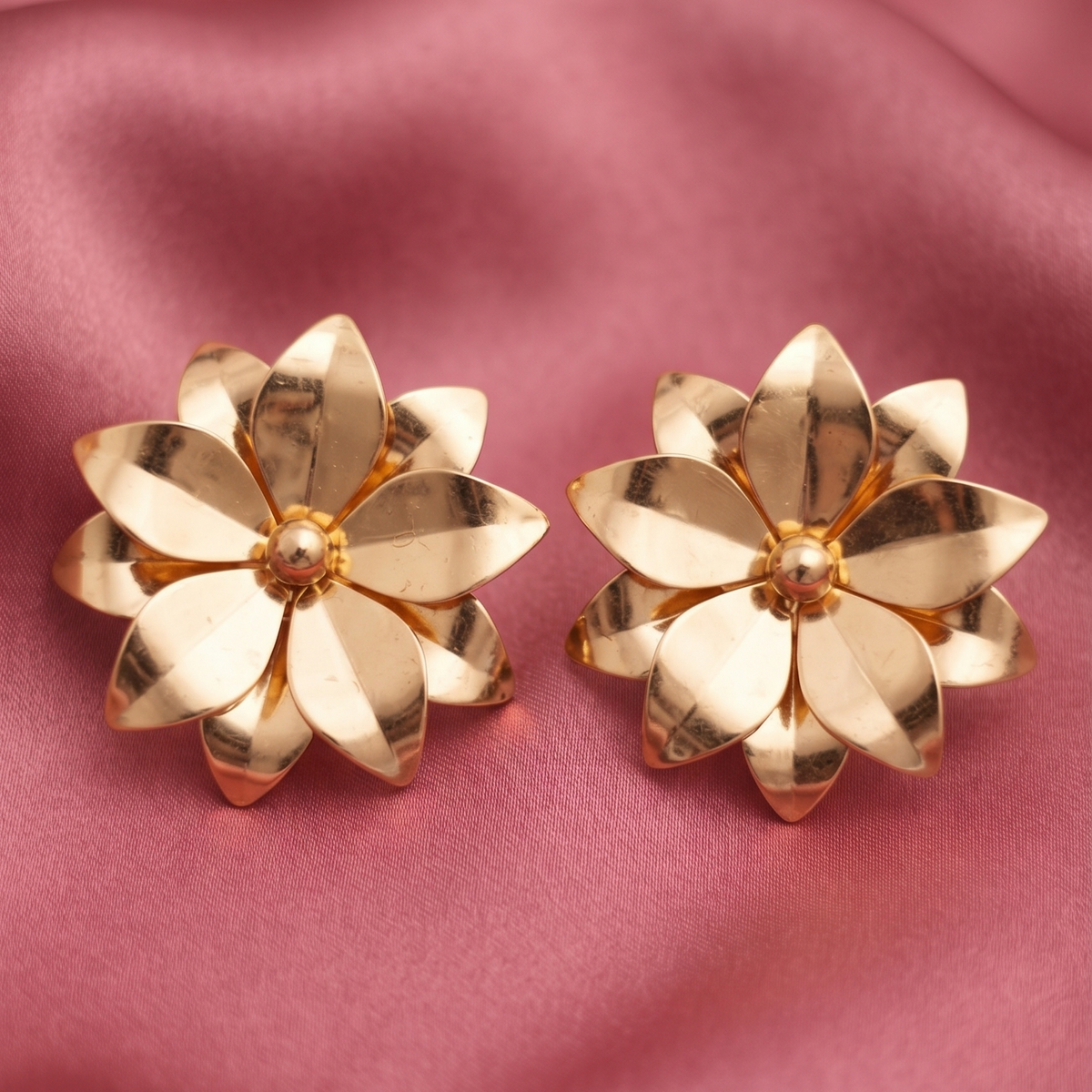 Golden Bloom Statement Stud Earrings