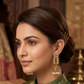 Antique Gold Leaf Design Jhumka Earrings with Pearl Drops