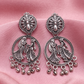Oxidised Silver Radha Krishna Peacock Design Traditional Earrings