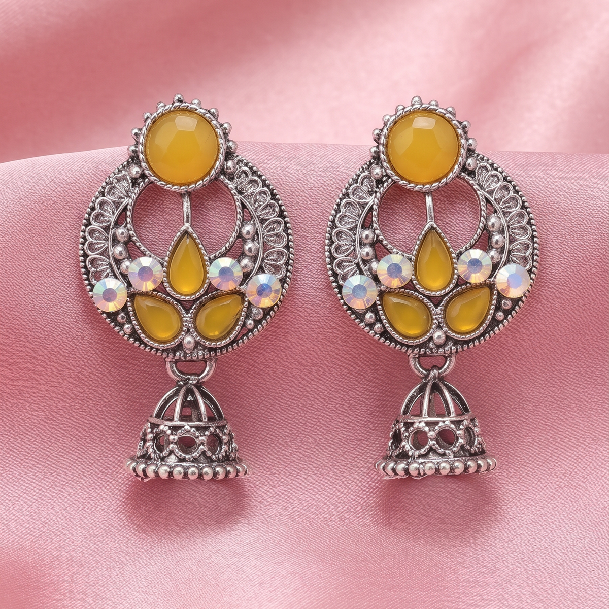 Oxidized Silver Jhumka Earrings for Women