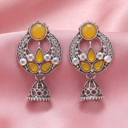 Oxidized Silver Jhumka Earrings for Women