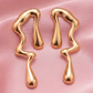 Trendy Gold-Tone Abstract Wavy Statement Drop Earrings for Women