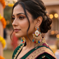 Multicolour Kundan Pearl Statement Chandbali Earrings for Women