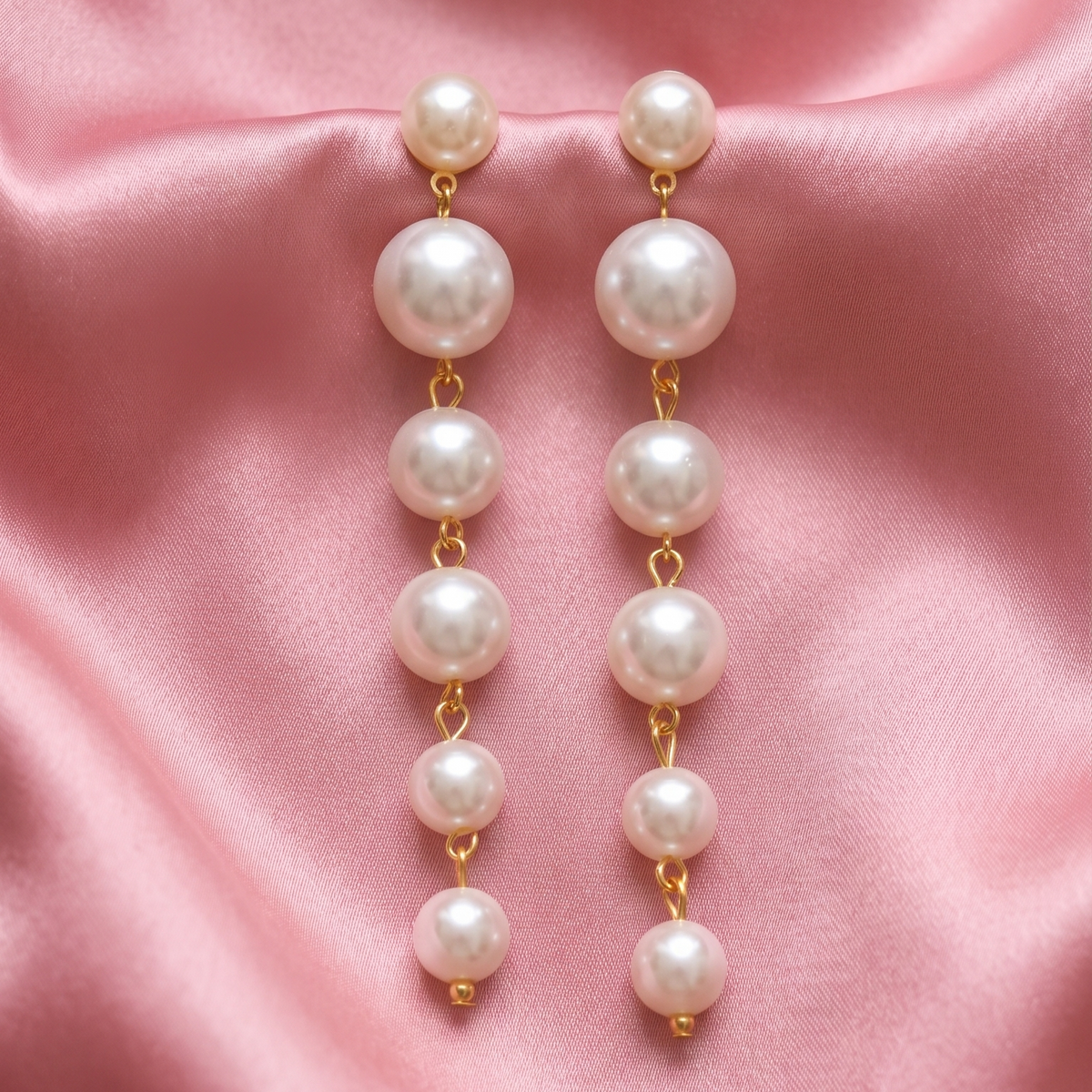 Long White Pearl Drop Earrings