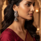 Oxidised Silver Peacock Stone Studded Jhumka Earrings