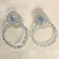 Crystal Studded Hoop Earrings with Round Stone Accent- Stainless Steel