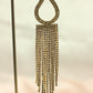 Gold Crystal Teardrop Long Tassel Statement Earringstement Earrings