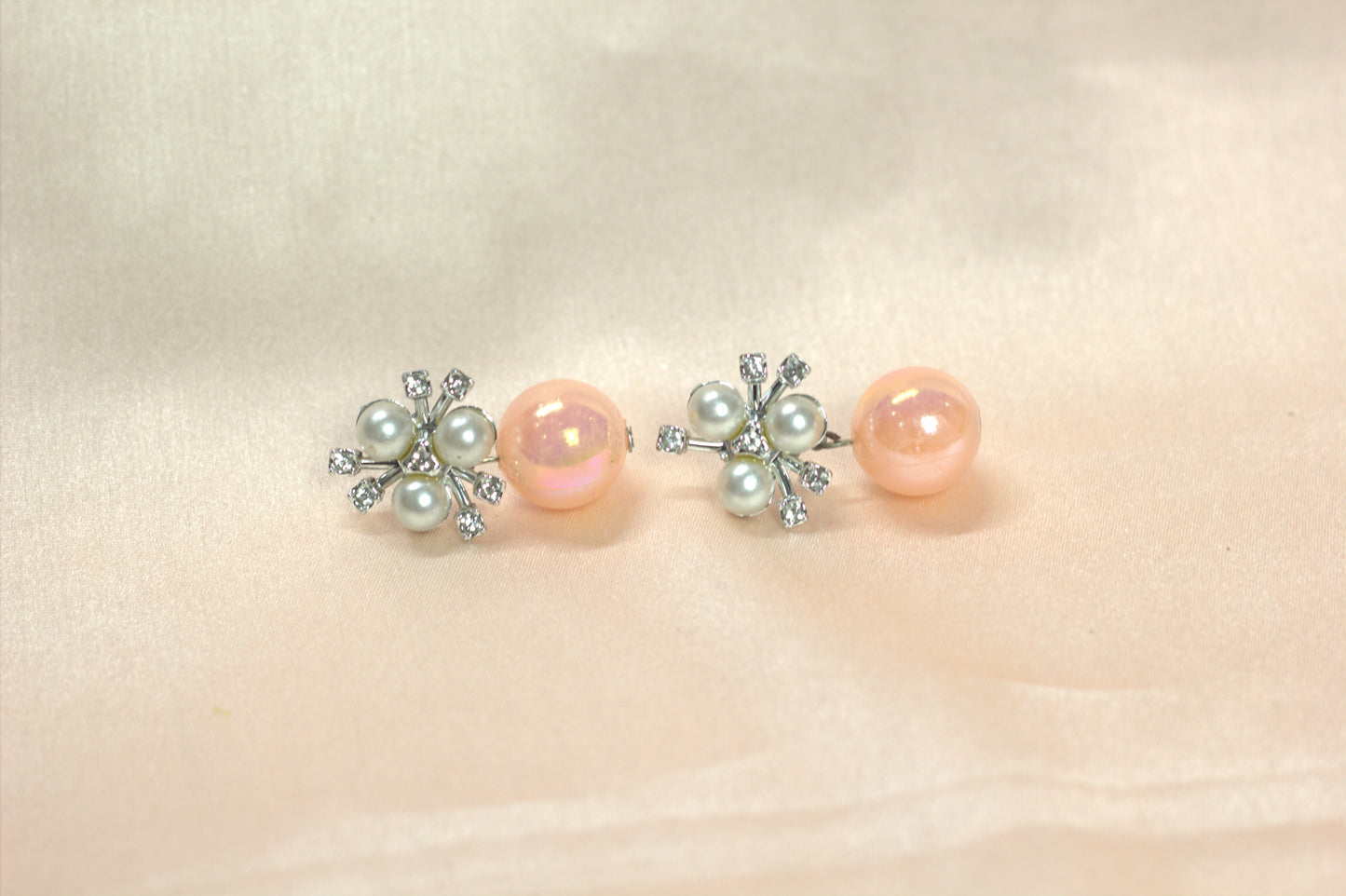 Pearl & Crystal Drop Earrings – Iridescent Ball Statement Designer Earrings