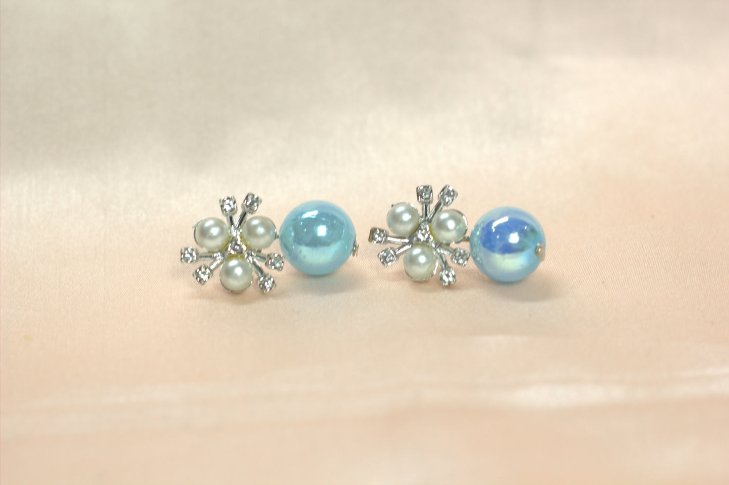 Pearl & Crystal Drop Earrings – Iridescent Ball Statement Designer Earrings