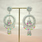 Antique Gold Stone Studded Chandbali Earrings with Pearl Detailing- Stainless Steel