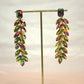 Statement Crystal Drop Earrings with Leaf Design