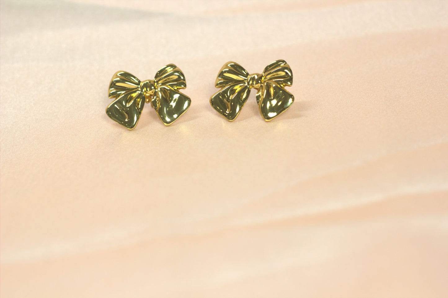 Dainty High-Shine Gold Bow Earrings - Hypoallergenic & Tarnish-Free