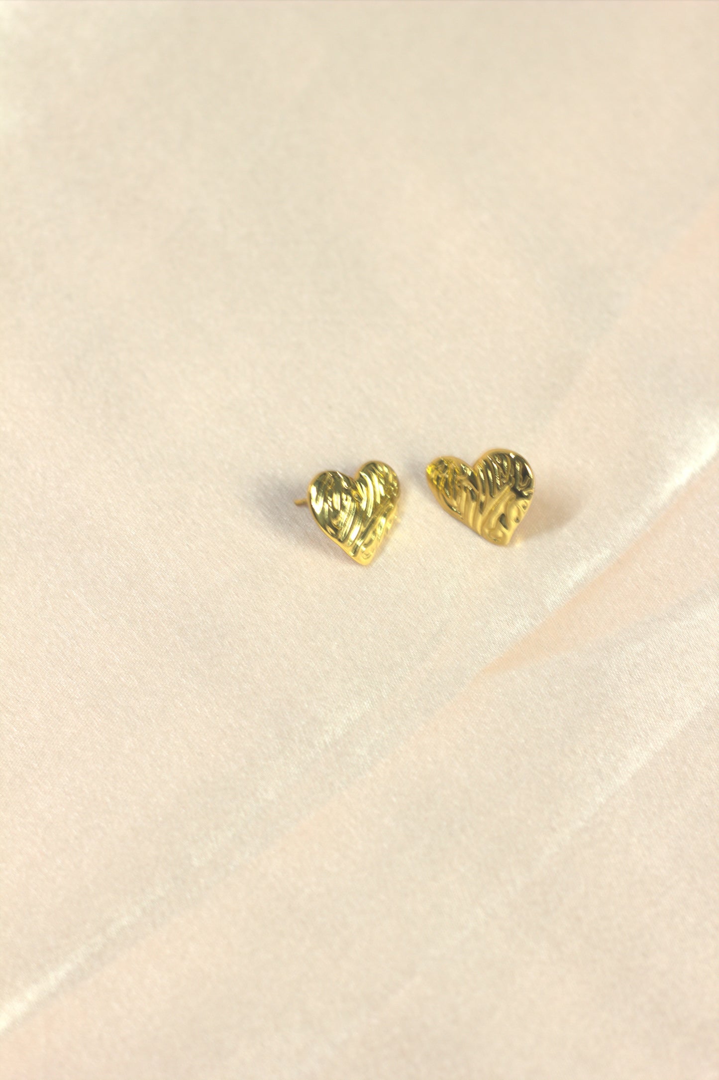 Textured Molten Heart Stud Earrings