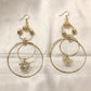 Elegant Gold-Tone Multi-Hoop Drop Earrings with Crystal Charm- Stainless Steel