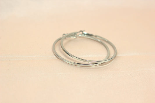 Ultra-Sleek Mirror Finish Silver Hoops