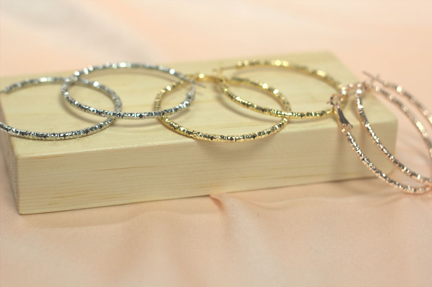 Diamond-Cut Glitter Hoops - Lightweight Metallic Statement Earrings- Stainless Steel