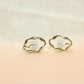 Abstract Molten Gold & Floating Pearl Stud Earrings