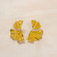 Golden Yellow Leaf Statement Earrings – Bold & Elegant Jewelry- Stainless Steel