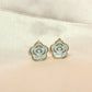 White Camellia Blossom Studs – Layered Gold & Enamel Flower Earrings
