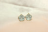White Camellia Blossom Studs – Layered Gold & Enamel Flower Earrings