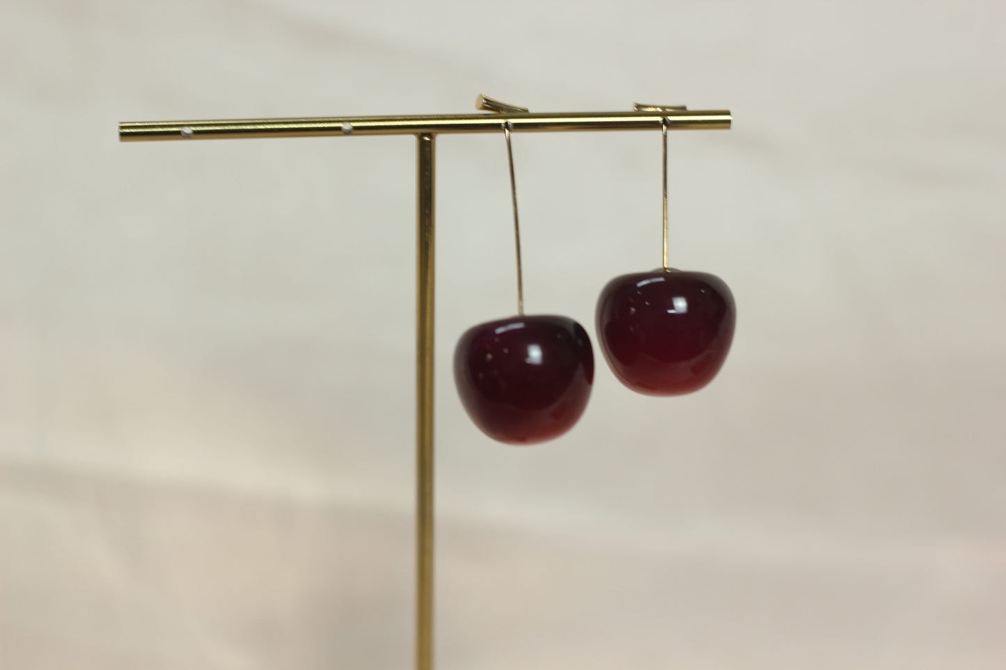 Cute Cherry Drop Earrings – Glossy Red Statement Dangles