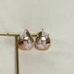 Teal Floral Gold-Tone Stud Earrings – Premium Gloss Designer Statement Studs