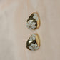 Teal Floral Gold-Tone Stud Earrings – Premium Gloss Designer Statement Studs