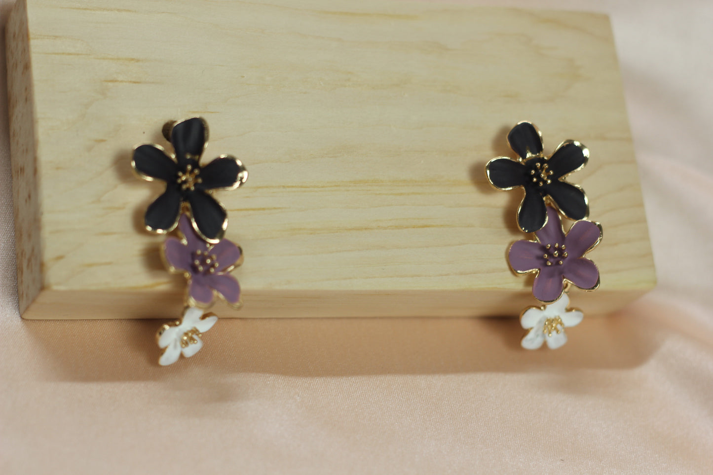 Pastel Floral Drop Earrings – Multicolor Layered Flower Statement Earrings