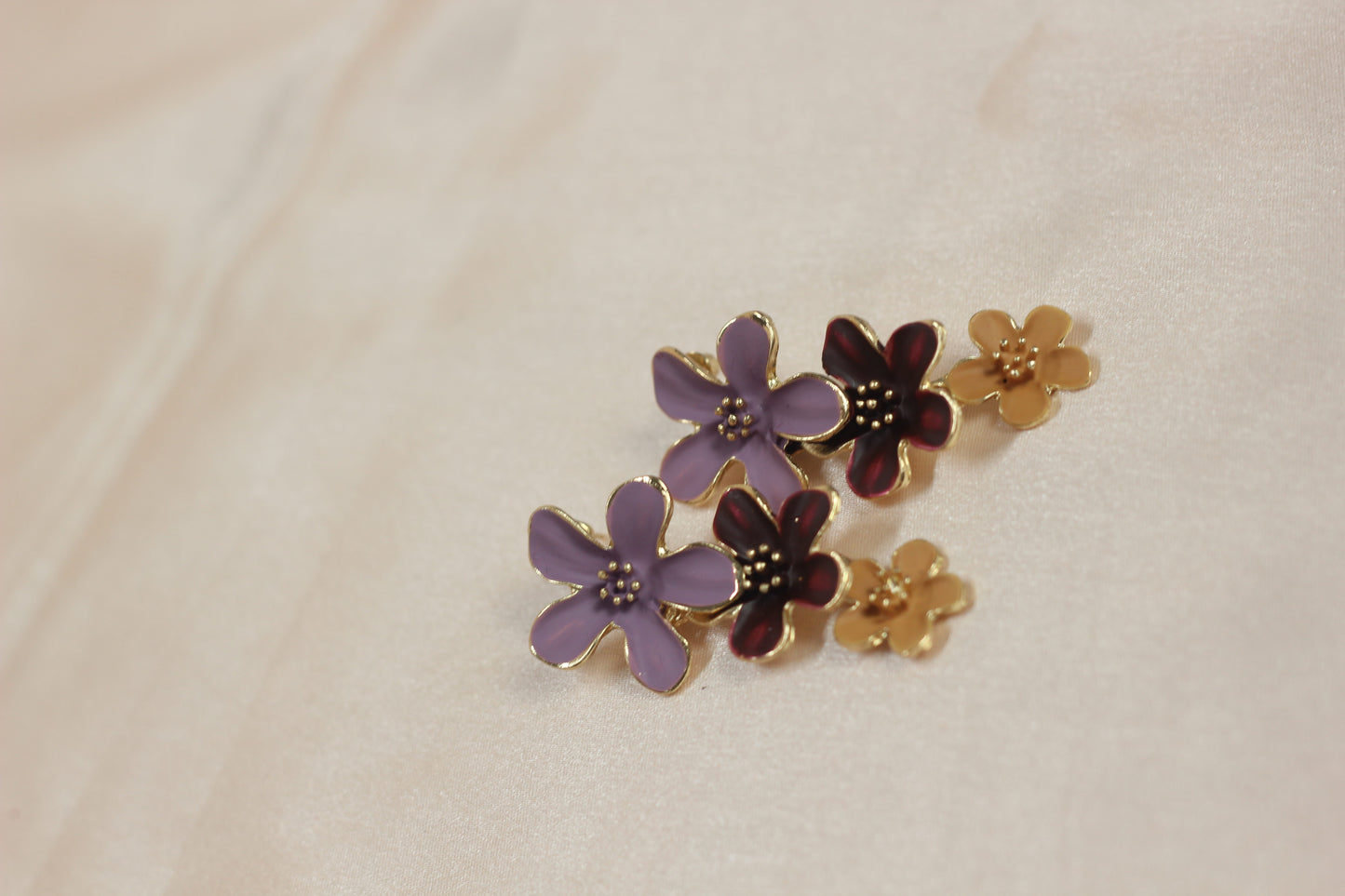 Pastel Floral Drop Earrings – Multicolor Layered Flower Statement Earrings