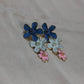 Pastel Floral Drop Earrings – Multicolor Layered Flower Statement Earrings