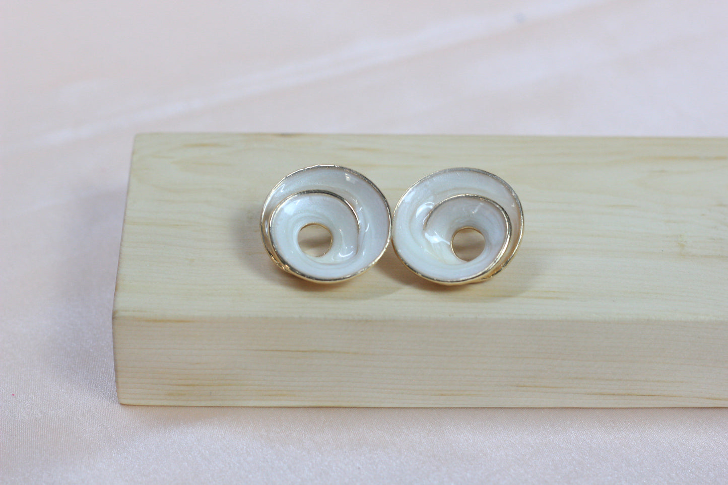Wine Red Spiral Statement Earrings – Gloss Finish Modern Designer Studs
