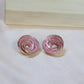 Wine Red Spiral Statement Earrings – Gloss Finish Modern Designer Studs