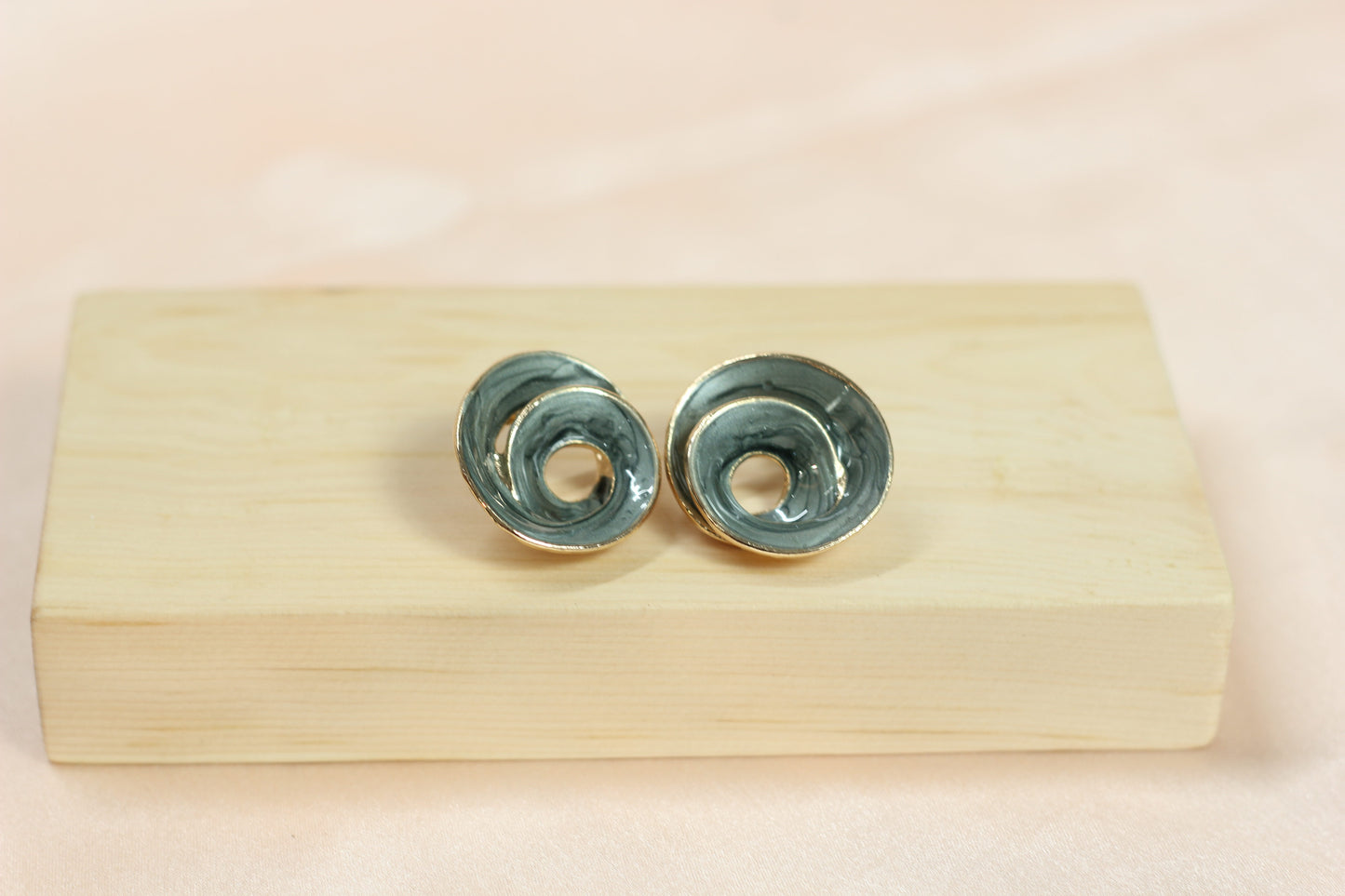 Wine Red Spiral Statement Earrings – Gloss Finish Modern Designer Studs
