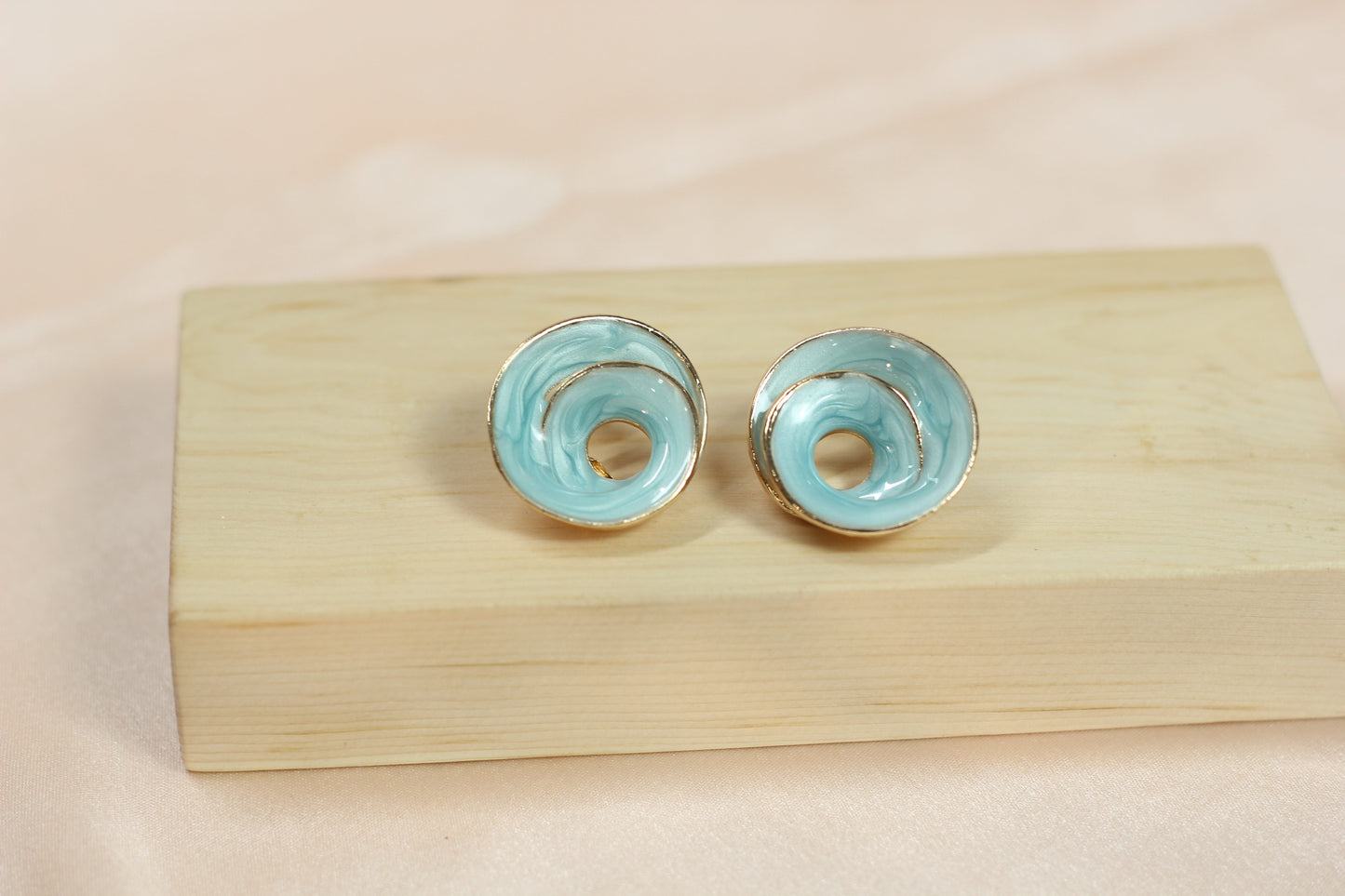 Wine Red Spiral Statement Earrings – Gloss Finish Modern Designer Studs