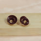 Wine Red Spiral Statement Earrings – Gloss Finish Modern Designer Studs