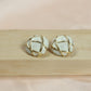 Ivory Gold Grid Statement Earrings – Premium Textured Designer Studs