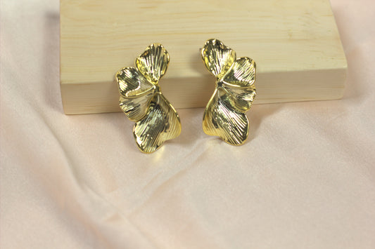 Gold Leaf Statement Earrings – Sculpted Petal Luxe Design