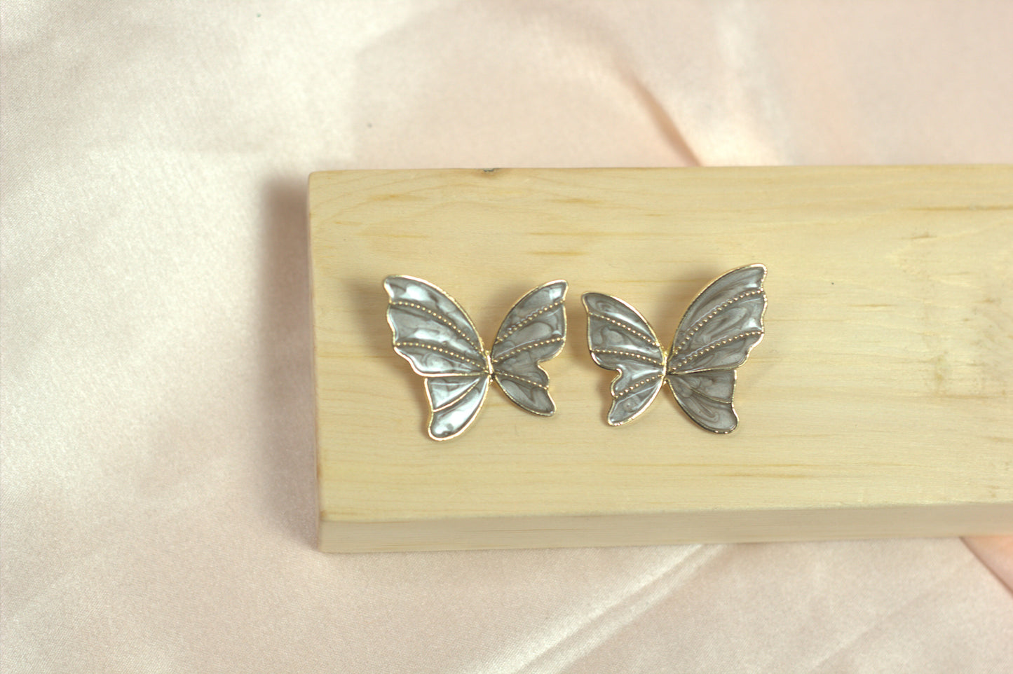 Butterfly Statement Earrings – Gold Outline Enamel Design- Stainless Steel