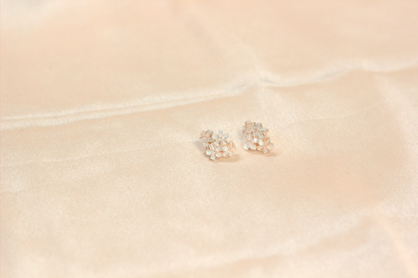 Blush Pink Floral Cluster Stud Earrings – Soft Elegant Design