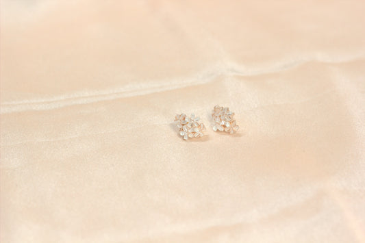 Blush Pink Floral Cluster Stud Earrings – Soft Elegant Design