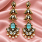 Antique Gold Kundan Pearl Drop Earrings
