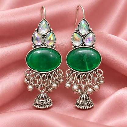 Oxidised Silver Jhumka Earrings