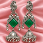 Oxidised Silver Peacock Jhumka Earrings