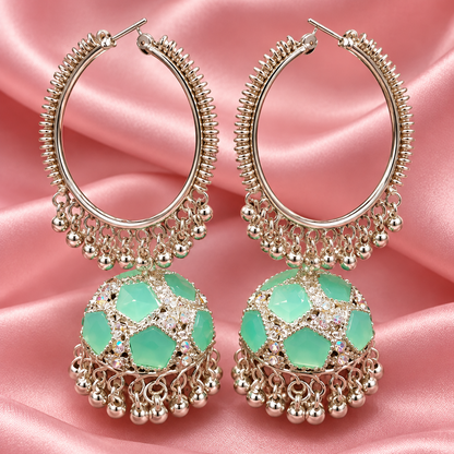 Silver Hoop Jhumka Earrings