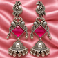 Oxidised Silver Peacock Jhumka Earrings