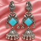 Oxidised Silver Peacock Jhumka Earrings